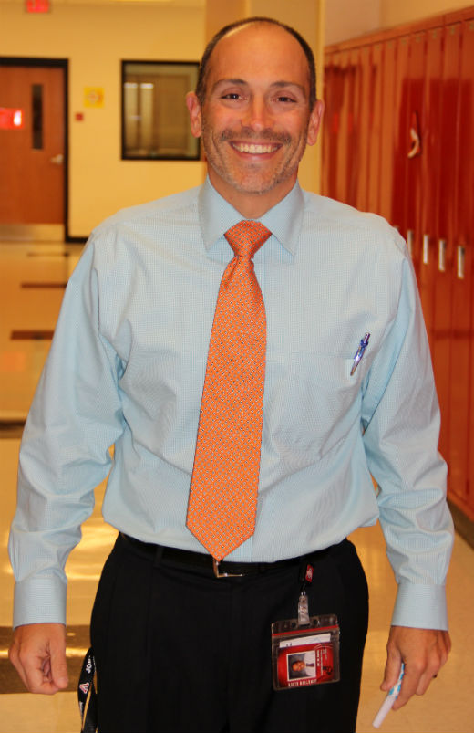 Mr. Aurin proudly wears orange for Unity Day