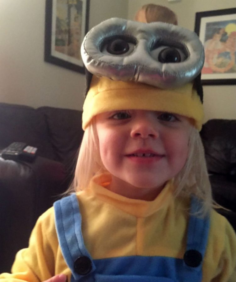 Mrs. Danners daughter, Ella celebrated Halloween by dressing up in a minion costume. 