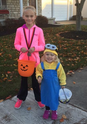Mrs. Danner's daughters trick or treating last Halloween. 