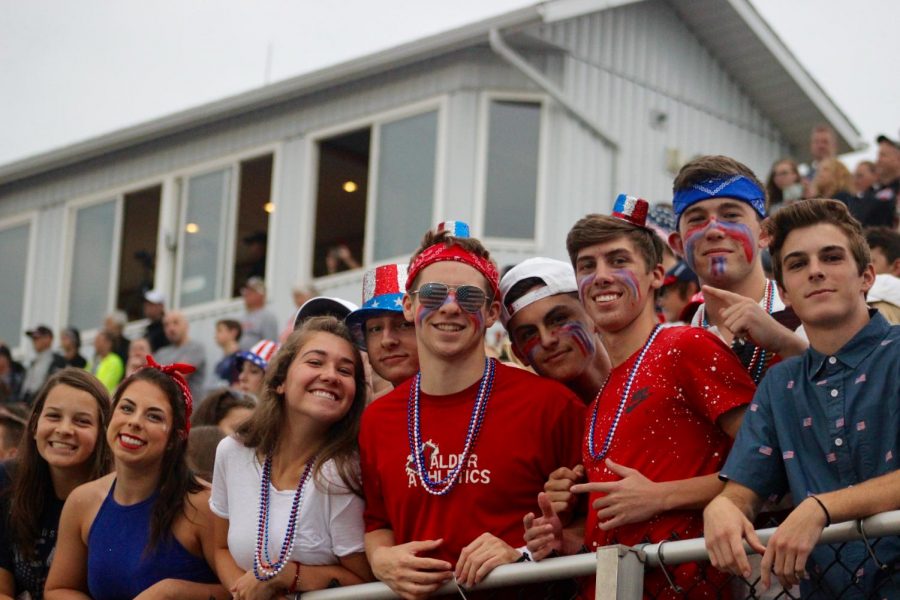 Seniors in the Student Section had a blast during American Night on Friday