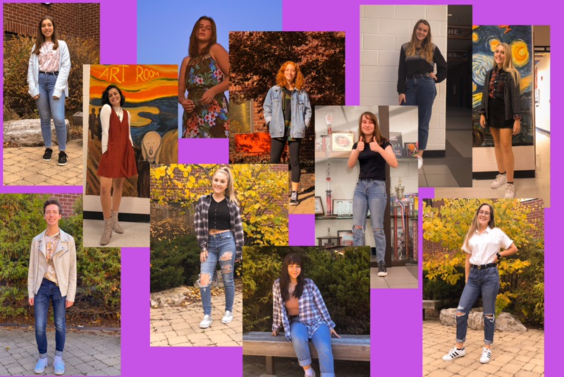 A collage of all the outfits showed in the article, photos taken by Madeline Frambes