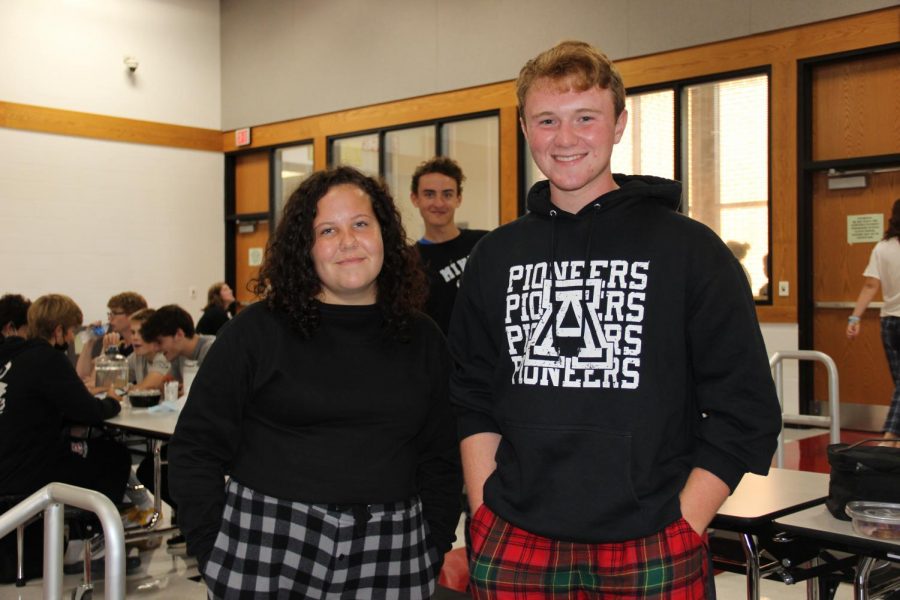 Juniors Kailey Blackburn and Jackson McCoy (left to right) dressed for comfy day.