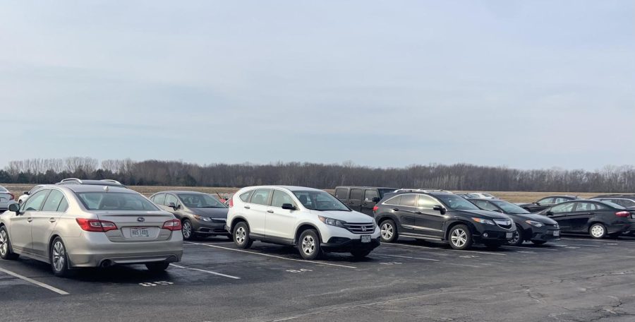 This shows the senior parking lot at Jonathan Alder, and how many empty spaces there are.