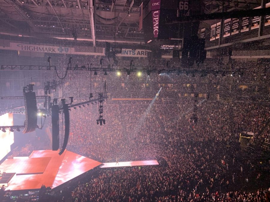 The PPG Paints Arena during Billie Eilishs final song, Happier Than Ever.