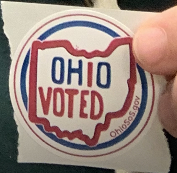 An image of a sticker given to people after they vote in Ohio elections.