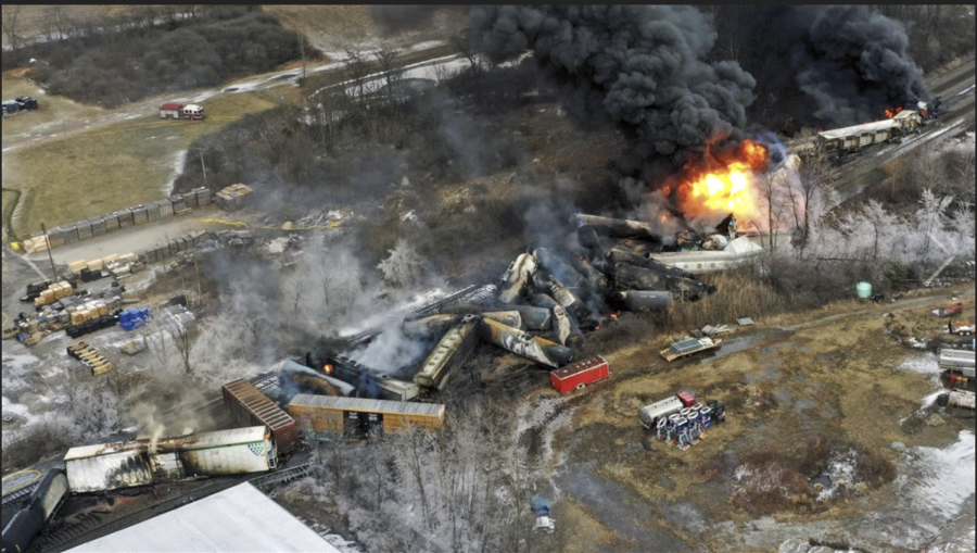A portion of the train that derailed in East Palestine, OH. 