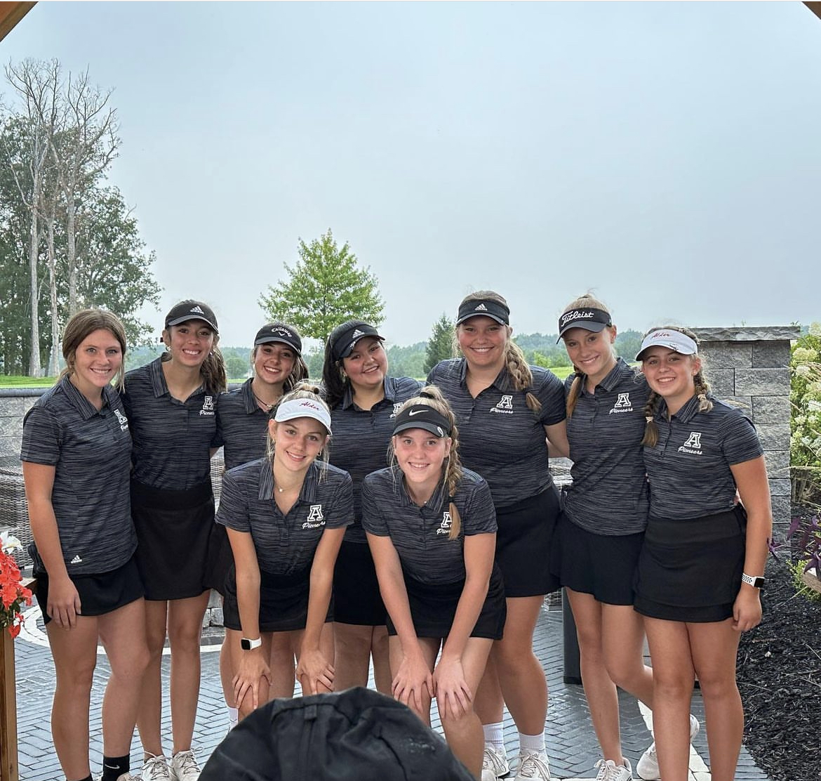JAHS girls golf team pose at their regular season match.