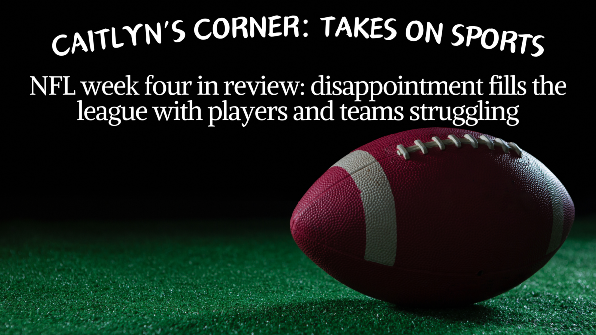 Caitlyn's Corner: Takes on Sports photograph with a football on green turf.