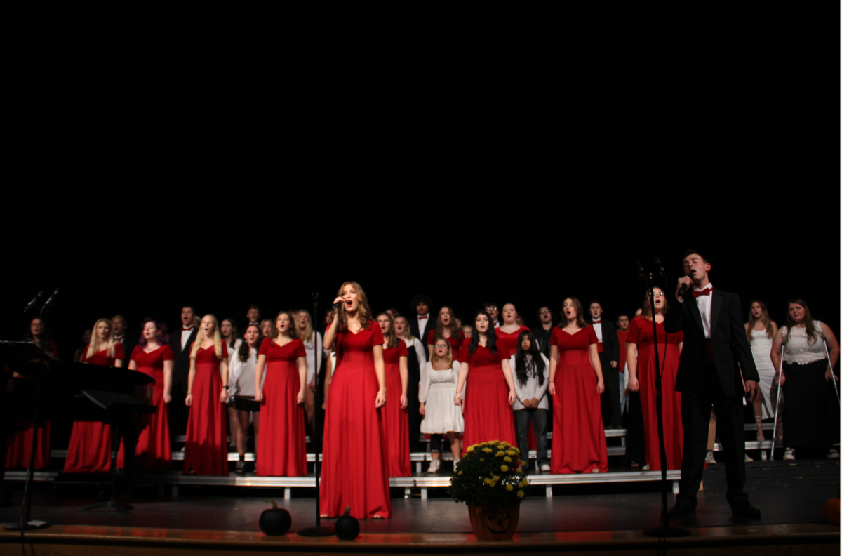 A mix of all three choirs performs at last year's JAM Fest, with soloists Sarah Chin (Alder class of 2024) and Jason Dietry, who is a junior this year and performing in his own act for the first time. 