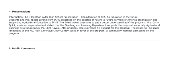 Screenshot of the minutes from the June 24 meeting of the Board of Education.
