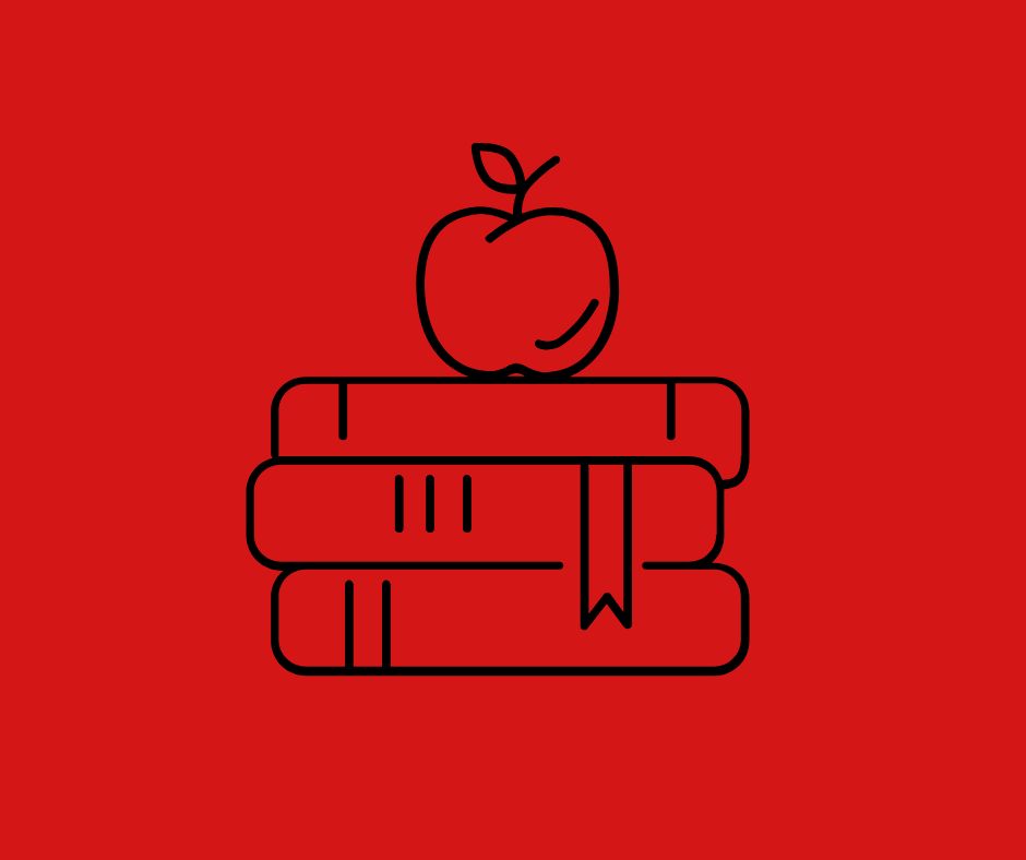 Graphic of books with an apple on top.

Created in Canva. 