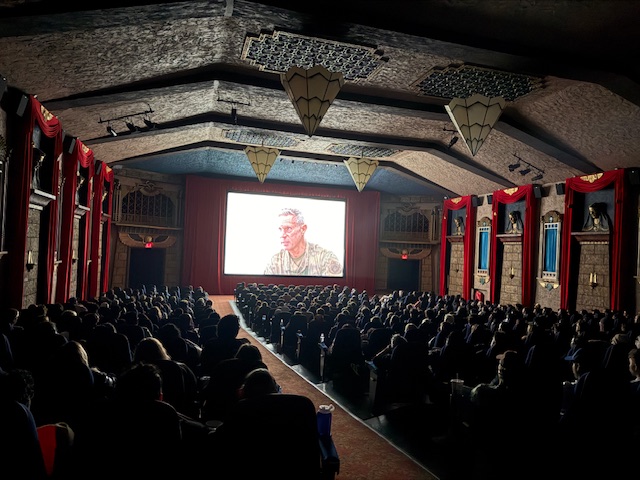 A theater watching one of James Raterman's scenes in "One Battle After Another." 
Photo courtesy of Raterman