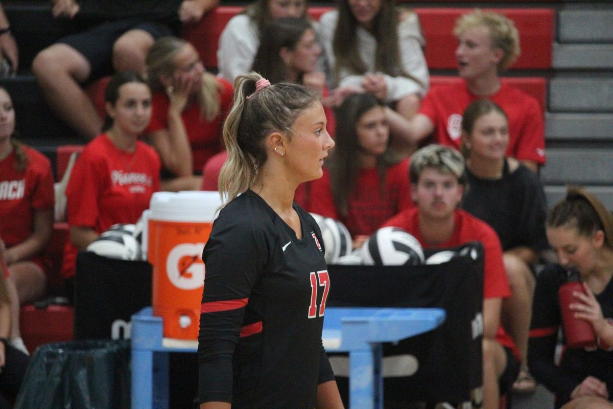 Hayes after spiking the ball.