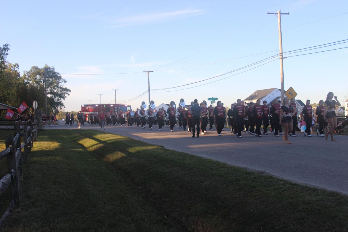The Jonathan Alder High School Band begins our homecoming parade. 