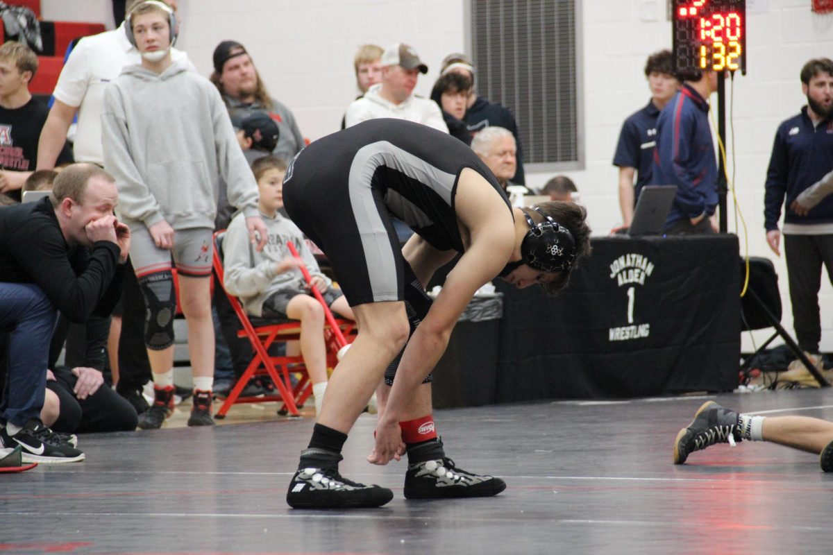 Junior Edward Anderson prepares for his next match. 