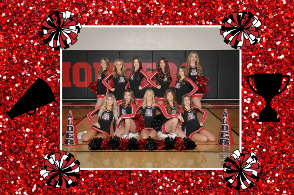 The Jonathan Alder Competition Cheerleading team.
Photo courtesy of Trudi Young, graphic created by Dani Berger.